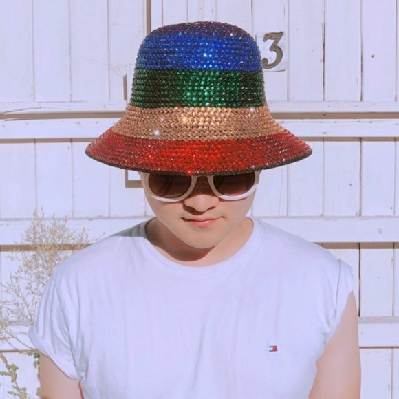 Other - Handmade Rhinestone Bling Bucket Hat